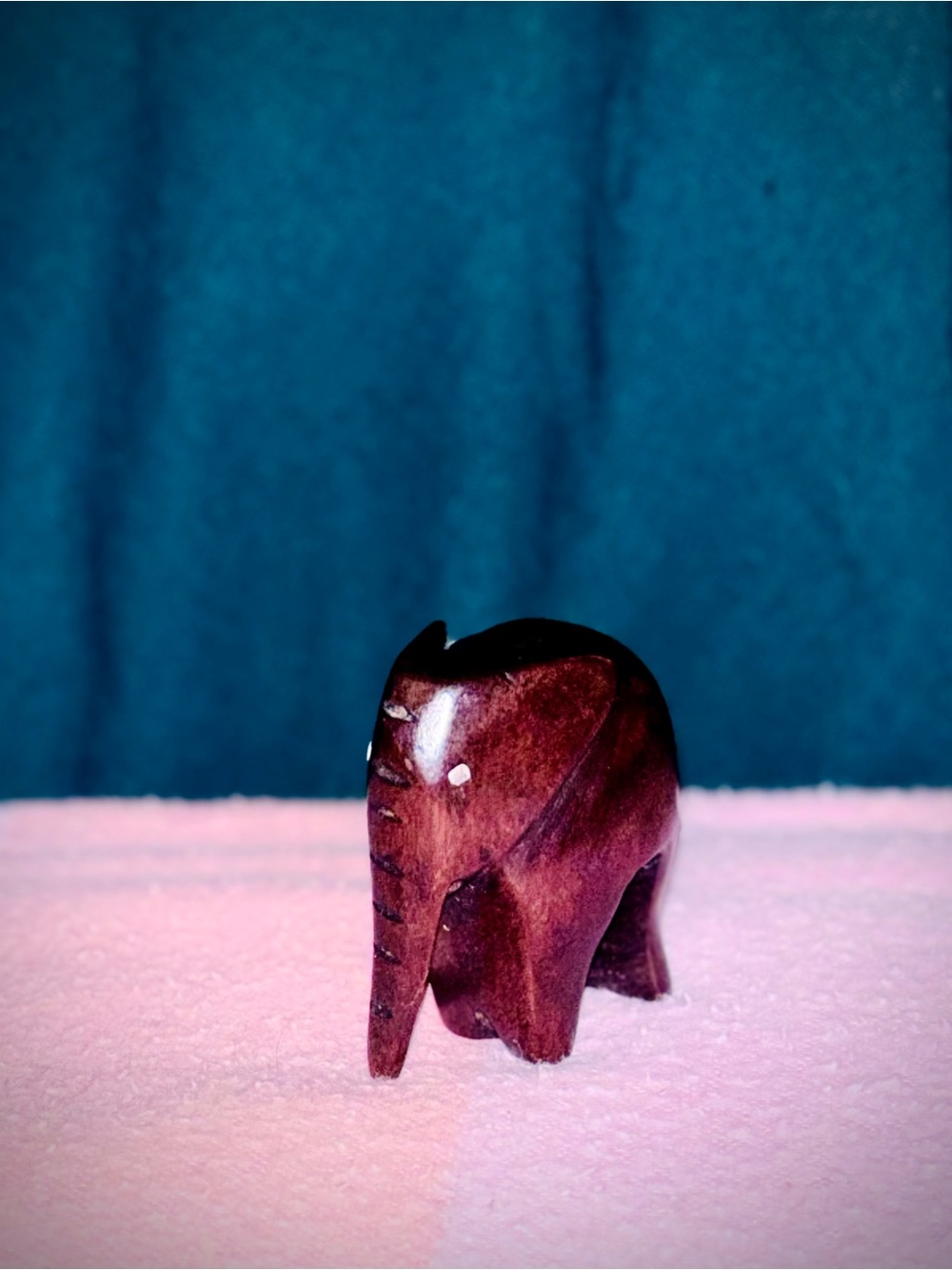 Vtg 1960s MCM Handcarved Walnut African Elephant Figurine